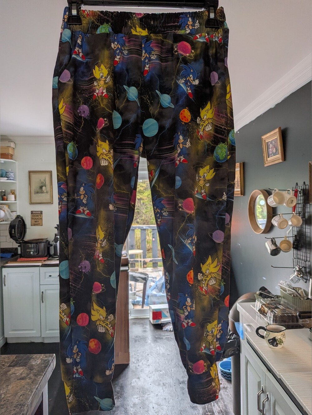 Sonic the Hedgehog Graphic Lounge Pants Elastic Waist Kids L/XL